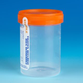 Globe Scientific 120mL Specimen Container, Orange Cap
