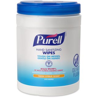 Purell Hand Sanitizing Wipes, Fresh Citrus, 270-Count Canister, Case of 6